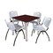 Kee Kee Square Table & Chair Set, Wood, Metal, Plastic Top, Mahogany TB3030MHBPCM47GY - alternate 1